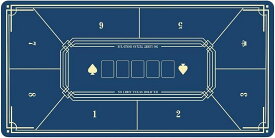 ポーカーマット 滑り止め 8人用 ポーカーテーブル プレイマット 樹脂マット ゴム 80cm (ブルー)