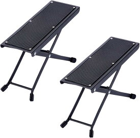 ワカサギ 釣り たたき 叩き 台 アコギ エレキ ギター 足置き ペダル フット レスト 滑り止め リール テーブル 4段 高さ 調整 折りたたみ スツール 軽量 コンパクト 2個セット (ブラック)