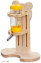 ハムスター 給水器 置き型 水飲み 木製 固定 小動物 給水ボトル スタンド式 (イエロー, 80ml)