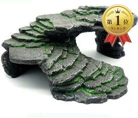 【楽天ランキング1位入賞】爬虫類 シェルター 隠れ家 テラリウム 浮島 両生類 レオパ カメ カエル トカゲ ヘビ 棲家 階段 (グレー)