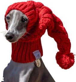 イタグレ帽子 ペット犬用 ニット帽 小型犬用 秋冬用の防寒 防寒アクセサリ (ワインレッド, M)