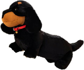 おもちゃ ぬいぐるみ 動物 犬 ミニチュア ダックスフンド ふわふわ 癒し グッズ 子供 (ブラック, 42cm)