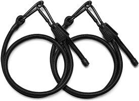 荷物固定ベルト ラッシングベルト 調節式ゴムバンド カラビナフック付き 2本セット 伸縮ゴム 荷締めベルト バンジーコード スライド式アジャスター 長さ調整可能 (ブラック, 2m)