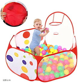 ボールプール 折り畳み式 バスケットネット付き ボールハウス 室内遊具 プレイハウス 収納バッグ クロス付 120cm (120cm)
