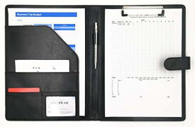 MT's SHOP PU レザー クリップ ボード クリップ ファイル A4 サイズ 書類 フォルダ バインダー カード ポケット ペン ホルダー 搭載 オフィス 事務 用品 (黒, A4)