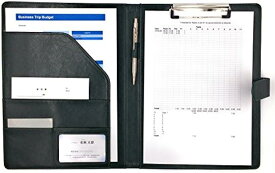 MT's SHOP PU レザー クリップ ボード クリップ ファイル A4 サイズ 書類 フォルダ バインダー カード ポケット ペン ホルダー 搭載 オフィス 事務 用品 (緑, A4)