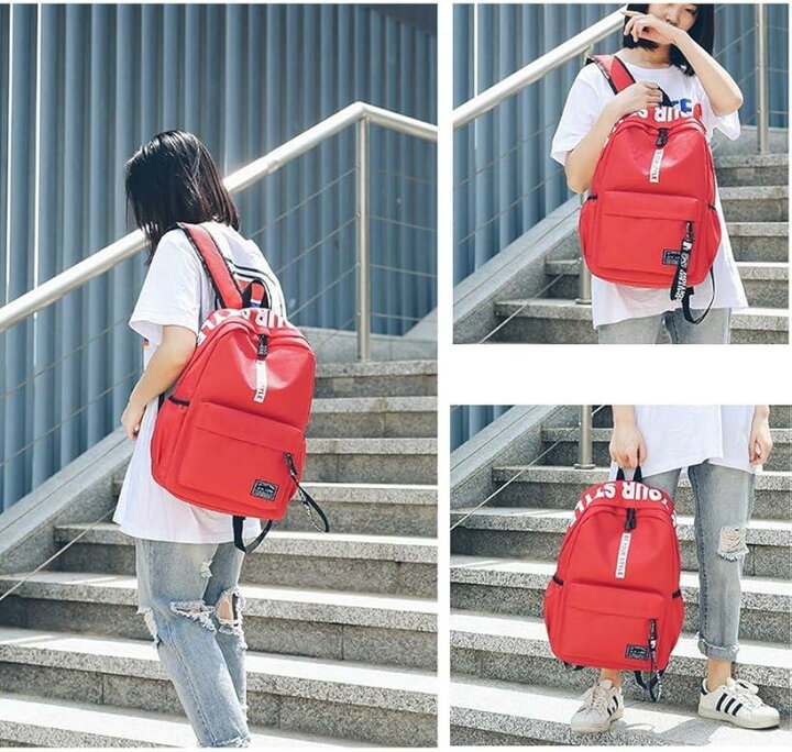 楽天市場 アイリューズ ロゴ リュック バックパック レデース 赤 あか 大きな リュックサック 機能的 10リットル 人気 大容量 かわいい 背面ポケット ジッパー 撥水 自立式 原宿系 女の子 バンド メッセンジャー フレームバック 紅 レッド Ohstore