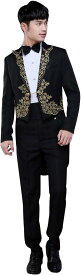 [シャンディニー] メンズ タキシード 衣装 貴族 コスプレ ハロウィン 仮装 ジャケット 4点セット ブラック XLサイズ