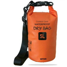 ドライバッグ 防水バッグ ドラム型 新素材 防塵 オレンジ 5L (ベルト有)