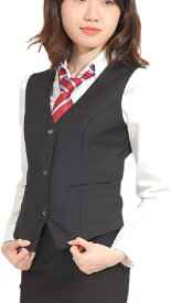 Eiza ベスト レディース フォーマル 大きいサイズ ビジネス ジレ オフィス ベストレディース 事務服 制服 e369 (ブラック, XL)