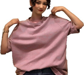 【全品P5倍★5/23 20時～】[アスミナリ] AS45 Tシャツ 丸首 クルーネック 速乾 軽い 軟らかい BIG 大きめ シンプル 五分袖 ゆったり シャツ ピンク pink XL