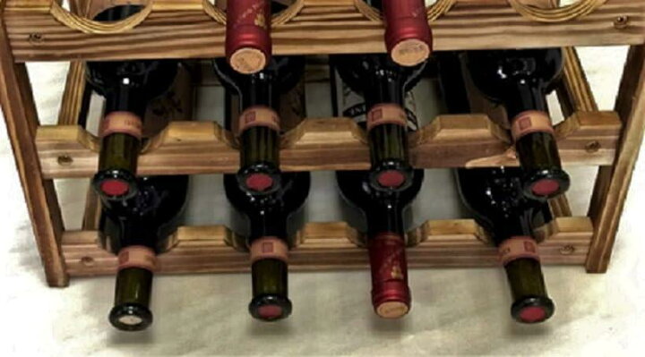 1254円 人気満点 木製 ワインラック ワインホルダー シャンパン ボトル ウッド 収納 ケース スタンド インテリア ディスプレイ 2 3 4段から選べる W74 8本用収納 2段 アンティークブラウン
