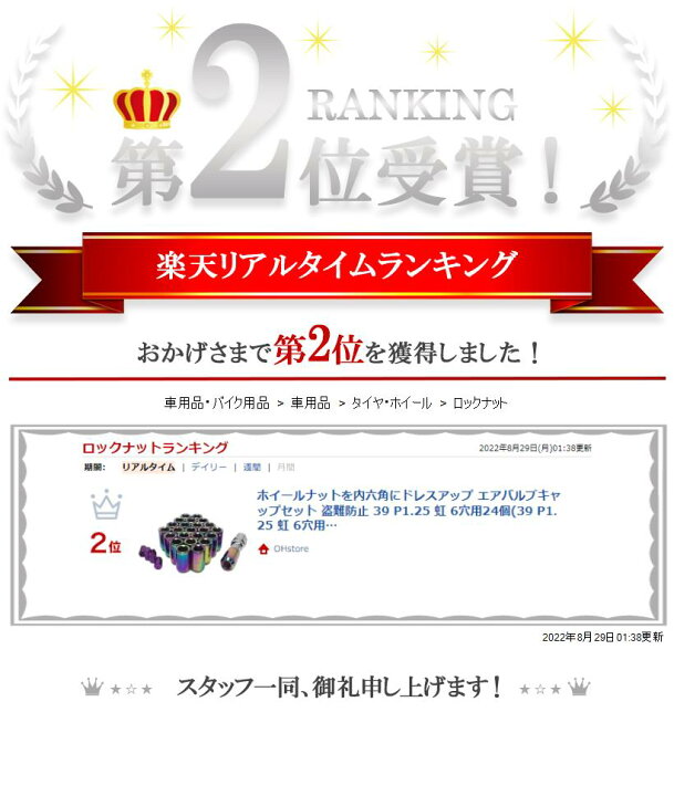 楽天市場】ホイールナットを内六角にドレスアップ エアバルブキャップセット 盗難防止 39 P1.25 虹 6穴用24個(39 P1.25 虹 6穴用24個) : OHstore 楽天市場】ホイールナットを内六角にドレスアップ エアバルブキャップセット 盗難防止 39 P1.25 虹 6穴用24個(39 P1.25 虹 6穴用24個) : OHstore