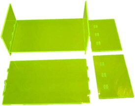 ミニ四駆 ポータブルピット 仕切り板 ボックス 用 アクリル 3段 保管 保存 コレクション 高さ 調節( 蛍光グリーン)