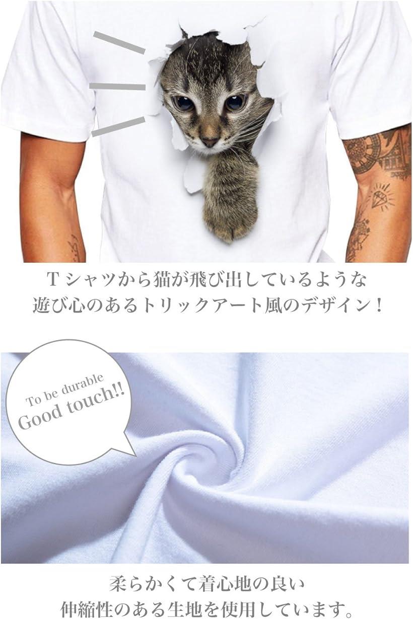Rongui Tシャツ 猫 おもしろ トリックアート カジュアル ブラックネコ 2xl No 3 永遠の定番モデル シンプル Xxl