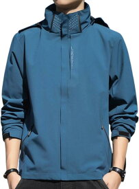 アウトドア ジャケット 登山服 マウンテンパーカー レインウェア( ブルー, XL)