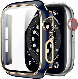 アップルウォッチ カバー apple watch ケース 【高級仕様】 保護 Pellforia ネイビー 紺 × ローズゴールド 45mm Serise 7
