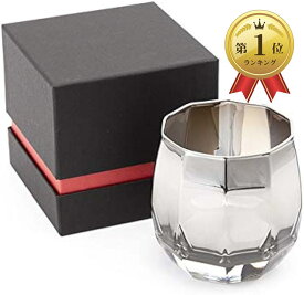 PROGRESS ロックグラス チタンミラー 日本製 ウィスキー ワイン お酒がまろやかに クロス付 Silver (Vertex)