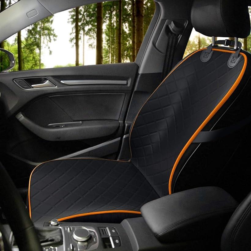 ペット用ドライブシート 犬 前座席 フロントシート 運転席 助手席 座席シート 防水 厚生地 汎用サイズ 黒xオレンジ( 前席 ブラック xオレンジ, 1個 (x 1)) OHstore