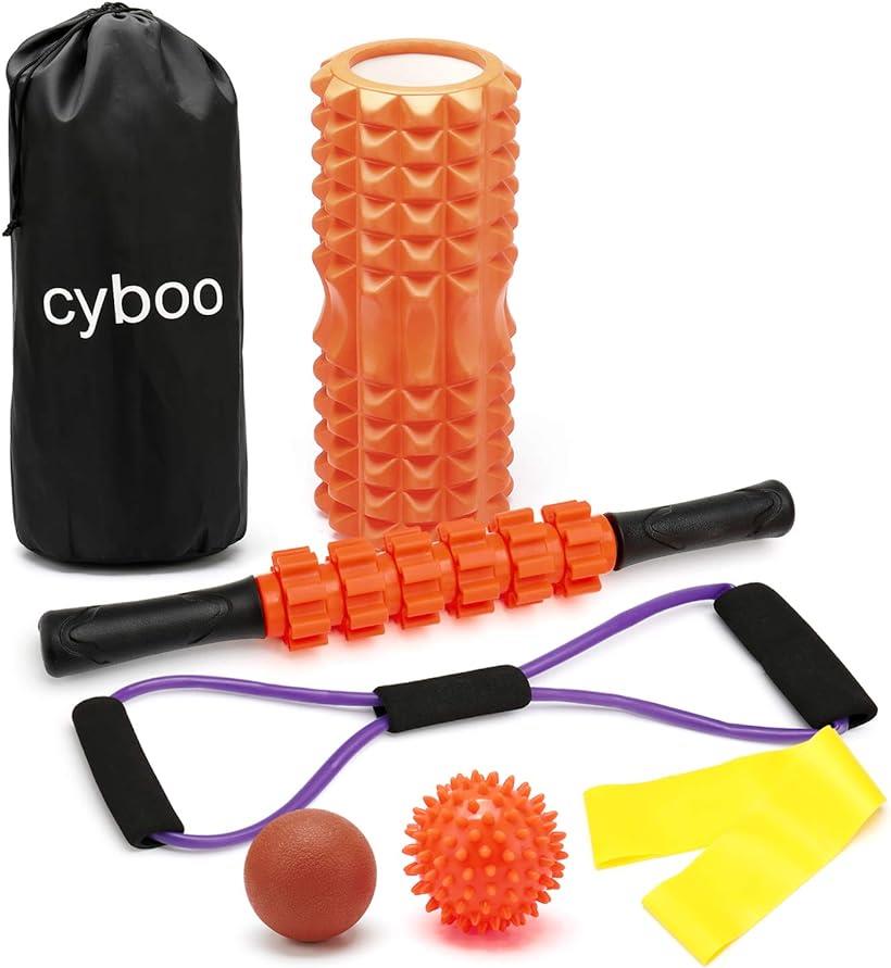 CYBOO フォームローラー 筋膜リリース マッサージローラー 100％の保証 新品入荷 6セット オレンジ ヨガローラー マッサージスティック ヨガポール