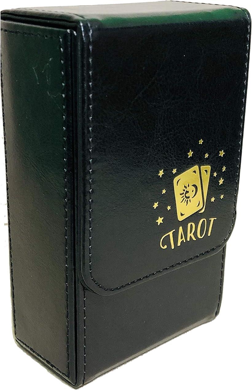 レザー タロットカードケース 収納ＢＯＸ スタンダードサイズ 太陽と月のカード( 太陽と月のカード 黒) OHstore