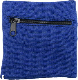 【楽天ランキング1位入賞】ポケット付き リストバンド ランニング ウォーキング ジム コイン カード 鍵 小銭 収納 ポーチ(青)