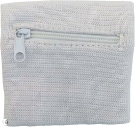 【楽天ランキング1位入賞】ポケット付き リストバンド ランニング ウォーキング ジム コイン カード 鍵 小銭 収納 ポーチ 白 (白)