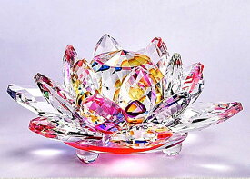 母の日 [TradeWind] クリスタルガラス 水晶玉 蓮の花 ロータス サンキャッチャー 風水 インテリア プリズム オブジェ ギフト プレゼント（レインボー）