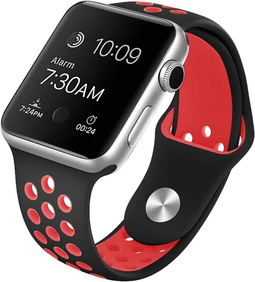 Pellforia Apple Watch 特価 バンド オンラインショップ アップルウォッチバンド 38 40 41mm対応 Series 5 6 2 Sサイズ 7 41ｍｍ 黒x赤