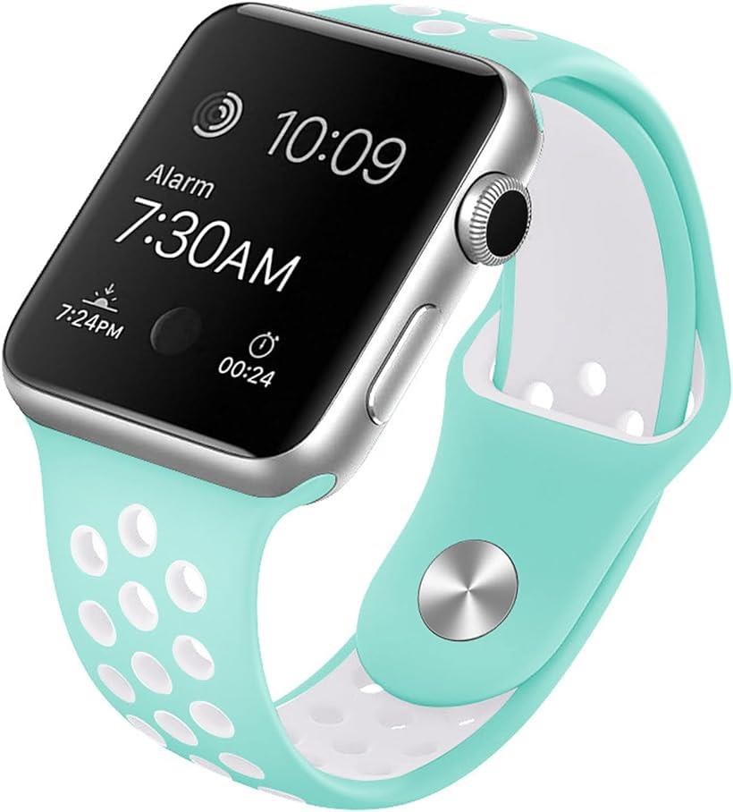 Pellforia Apple Watch バンド アップルウォッチバンド 42 44 45mm対応 Series 1 6 ミントx白 登場大人気アイテム オープニング 大放出セール 3 45ｍｍ Sサイズ