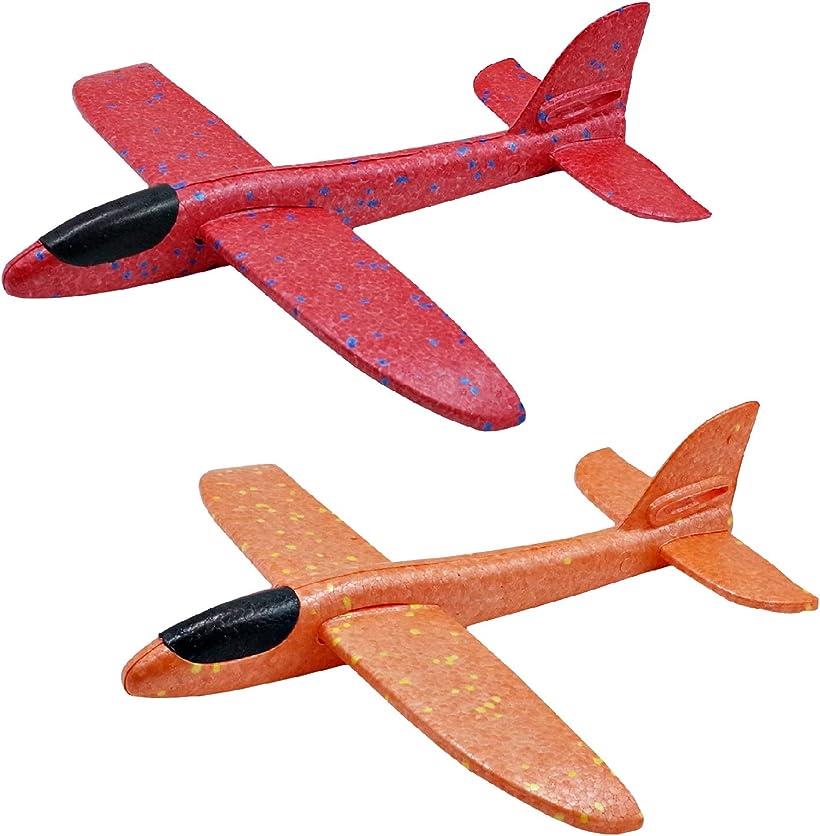 手投げグライダー 飛行機 おもちゃ アウトドア 軽量 組み立て( レッド オレンジ)