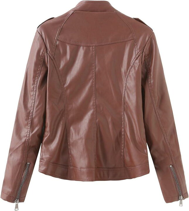 楽天市場 革ジャン Puレザージャケットレディース ライダースジャケット ダブルライダースレザーコート シープスキン風 皮革 オートバイク用ジャケット ブラウンm Mdm ブラウン M Ohstore