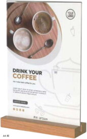 【楽天ランキング1位入賞】サインホルダー a4 メニュースタンド 卓上 POP 広告 メニュー立て 透明 木製 アクリル 縦 (A4 縦)