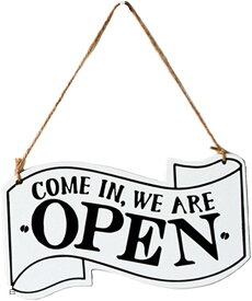 オープン クローズ OPEN ＆ CLOSED 看板 木製 両面 ボード プレート お店 お部屋 カフェ の インテリア 装飾 開店 閉店 白 (白)