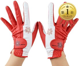 PREMINNO(プレミーノ) ゴルフ グローブ 手袋 レディース 両手 フィット感 耐久性 デザイン性 (レッド, 18 (16.0cm-16.5cm))