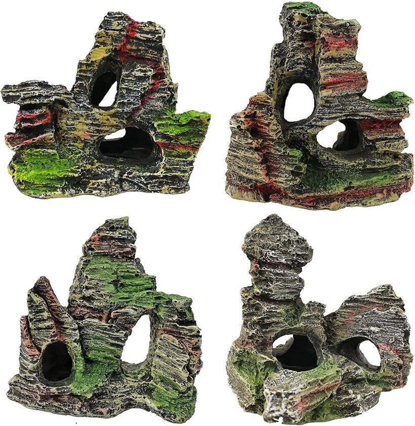 moonfarm 水槽 用 岩 アクアリウム オーナメント セット 国産品 売却 全4種セット 熱帯魚 オブジェ 模型 岩石 飾り