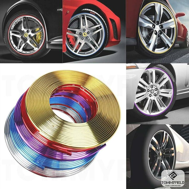 楽天市場 リムステッカー ホイールステッカー 車 バイク レッド Ohstore