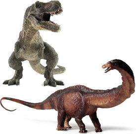 恐竜 おもちゃ アパトサウルス ティラノサウルス フィギュア きょうりゅう 6+ 緑レックス＋アパトサウルス
