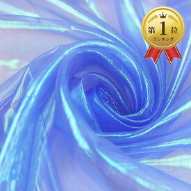 【楽天ランキング1位入賞】オーロラ オーガンジー 生地 2mx150cm 手芸 透明( ブルー)