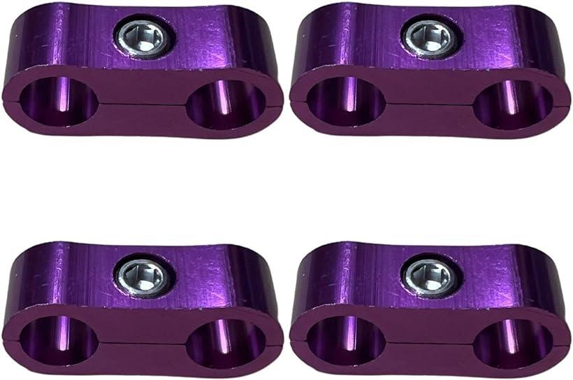アルミ ホース クランプ 車 配線固定 取り付け金具 収納 拡張 セパレーター( purple,  AN4)