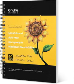 【ポイント10倍★マラソン期間限定】Ohuhu スケッチブック A4 マーカーペン 画用紙 200gsm 超厚口 210mm×297mm リングタイプ ミシン目付き 色鉛筆 水彩 水性 油性ペン イラスト スケッチ デザイン ぬりえ お絵かき 学生 クリスマス 誕生日 贈り物