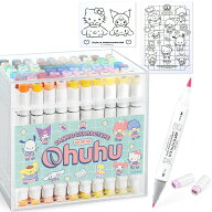 Ohuhu イラストマーカー 筆タイプ 筆・細字 80色81本 サンリオ×Ohuhuコラボ サンリオキャラクターズ プ…