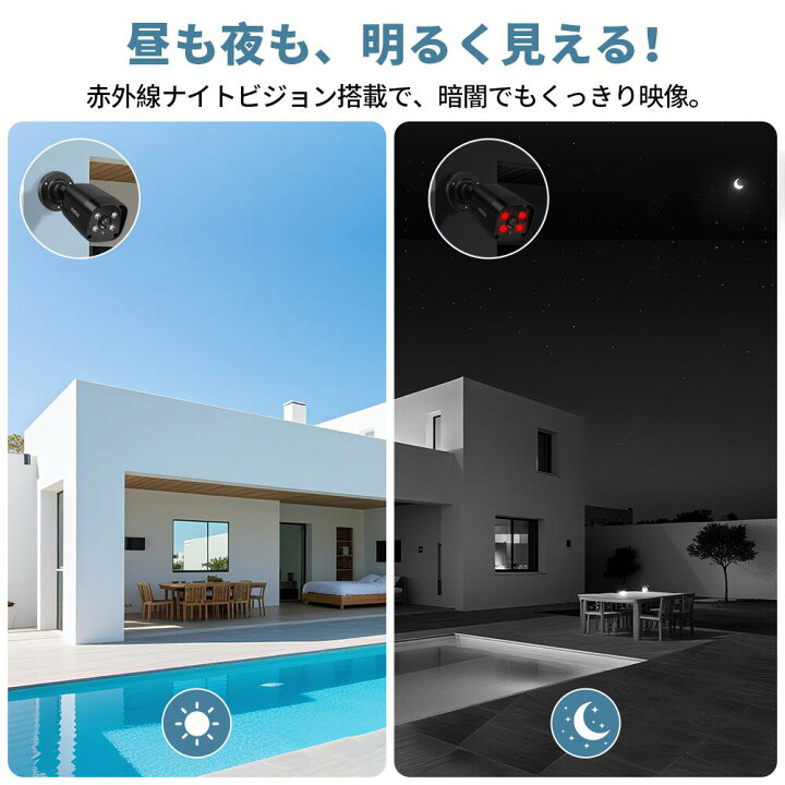 楽天市場】【POE給電 双方向通話 130°広角】4K 800万画素 poe 防犯 