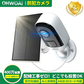 【P10倍！】【64G TFカード内蔵 ソーラーパネル充電 電源不要】防犯カメラ 屋外 家庭用 防犯カメラ ワイヤレス 屋外 工事不要 防犯カメラ 屋外 ソーラー 防犯カメラ ソーラー 400万画素 防犯カメラ 小型 双方向通話 監視