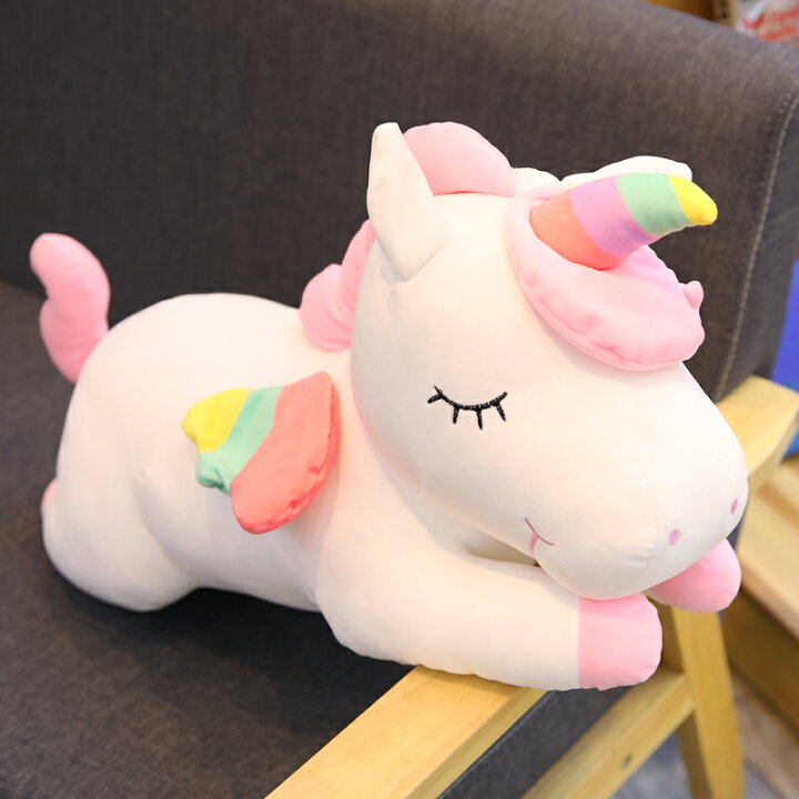 楽天市場 送料無料 ぬいぐるみ ユニコーン 寝顔をする キャラクター 抱き枕 お誕生日 結婚祝い 出産祝い プレゼント ギフト 贈り物 子供 彼女彼氏へ 店飾り 40cm Metony