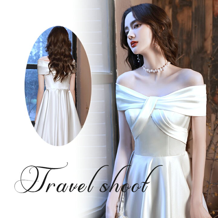 楽天市場 サテン シンプル ロングドレス 海外旅行 リゾートドレス 挙式 フォーマル プリンセス パーティードレス レディース 成人式 演奏会 セミオーダー Metony