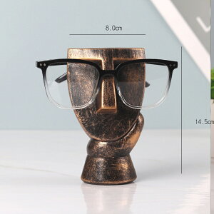 人顔 置物 メガネ置き台 モアイ像 インテリア 置物 玄関 卓上 ガネ置き 眼鏡置き 玄関 小物置き 台 アクセサリートレー ホワイト カーキ 銅色