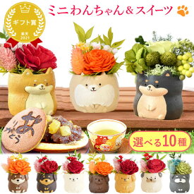 ＼最強翌日配送！／ 誕生日 プレゼント ギフト 人気 花 お祝い 枯れない花 一輪 犬 フラワーアレンジメント バラ スイーツ お菓子 和菓子 花とスイーツ 動物 置物 インテリア おしゃれ かわいい 犬好き ペット 送料無料 敬老の日 おいもや