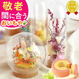＼まだ間に合う！300円クーポン／ 敬老の日 ギフト プレゼント まだ間に合う 人気 スイーツ お菓子 洋菓子 花 アレンジメント フラワー ドライフラワー インテリア ガラスドーム ドーム おしゃれ かわいい 60代 70代 80代 90代 おじいちゃん おばあちゃん 送料無料 おいもや