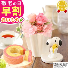 ＼早割！／ 敬老の日 ギフト プレゼント 花 プリザーブドフラワー スヌーピー ギフトセット 犬 焼き菓子 スイーツ お菓子 洋菓子 花とお菓子 60代 70代 80代 90代 おじいちゃん おばあちゃん 孫 孫から 送料無料 おいもや